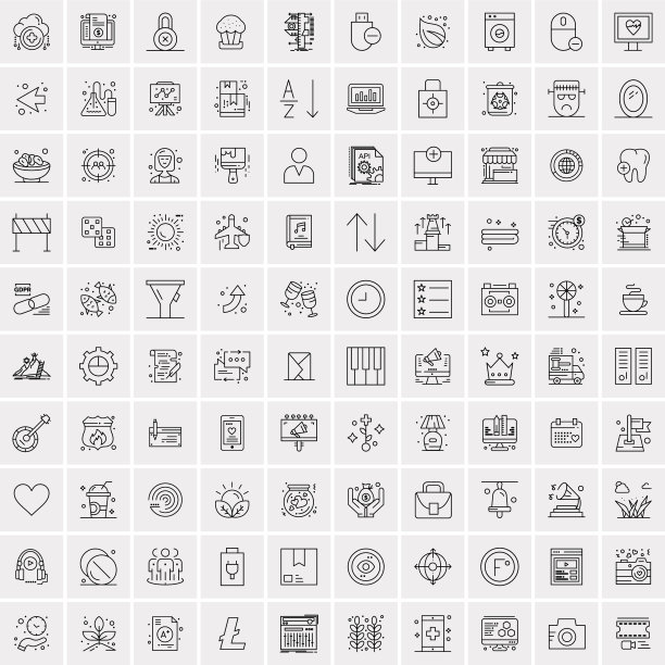 设置100个创意业务线图标图片下载