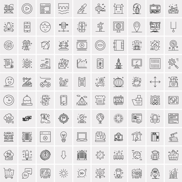 设置100个创意业务线图标图片下载