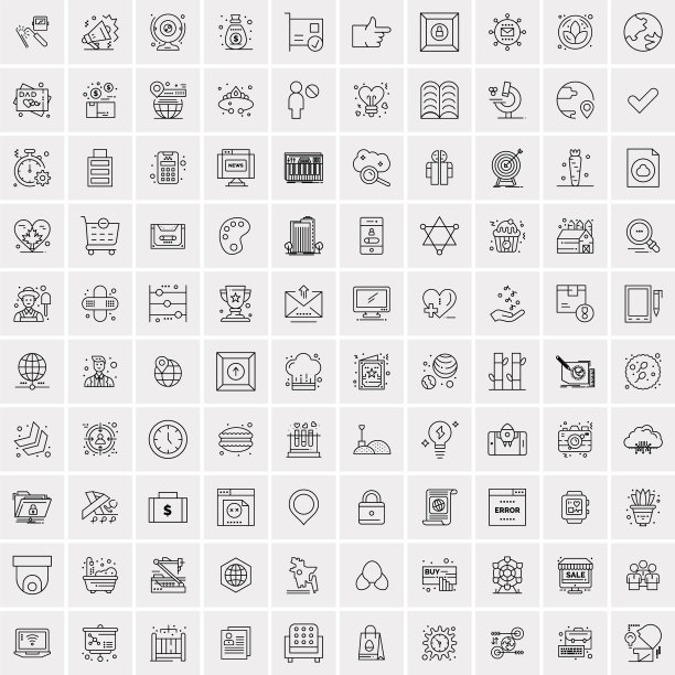 设置100个创意业务线图标图片下载