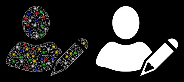 明亮的网格网络编辑用户图标与耀斑图片下载