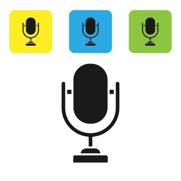 黑色麦克风图标孤立在白色图片下载