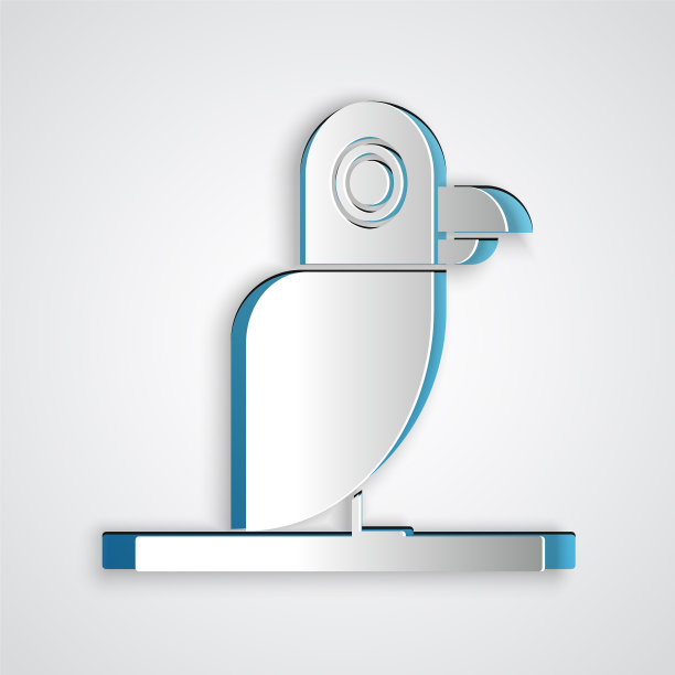 剪纸海盗鹦鹉图标孤立在灰色图片下载