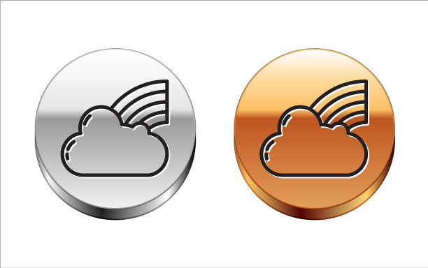 黑线彩虹与云图标孤立上图片下载