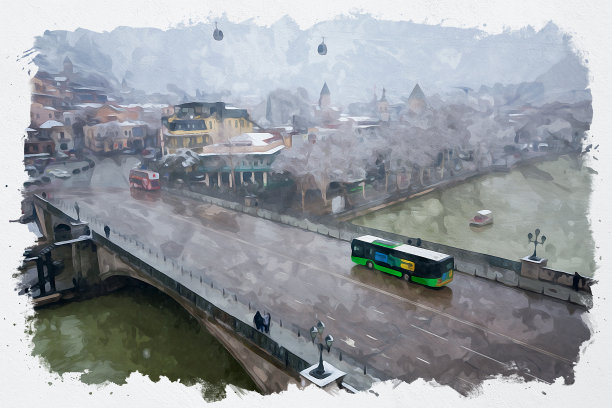 第比利斯传统欧洲城市建筑的美丽景色。格鲁吉亚首都图片下载