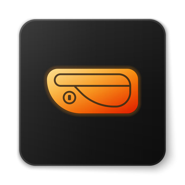 橙色发光的霓虹灯车门把手图标孤立图片下载