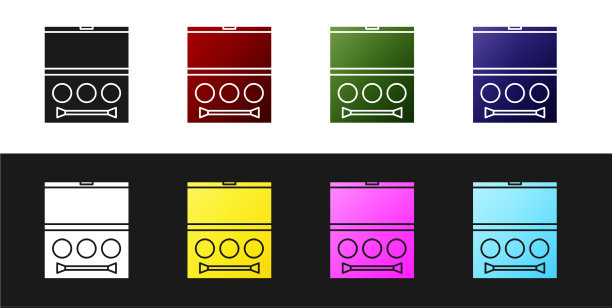 设置与画笔图标隔离的眼影调色板图片下载