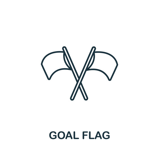 目标标志图标从成功收集。简单的线元素目标旗帜符号模板，网页设计和信息图图片下载
