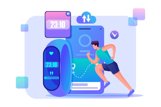 男子跑步和跟踪他的训练平面2d角色图片下载