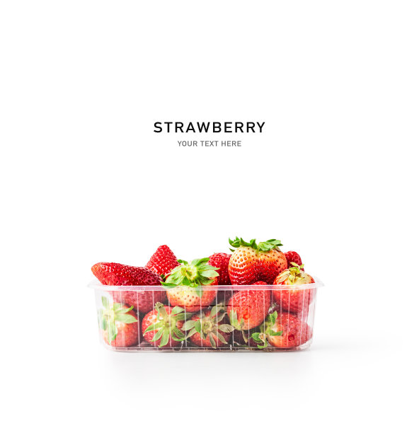 草莓水果在塑料容器图片下载