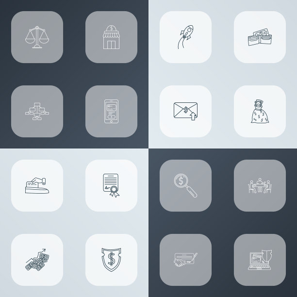 金融图标线条风格设置与付款图片下载