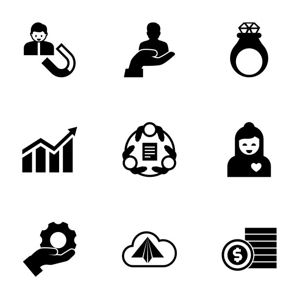 9个手动填充的图标在白色上隔离图片下载