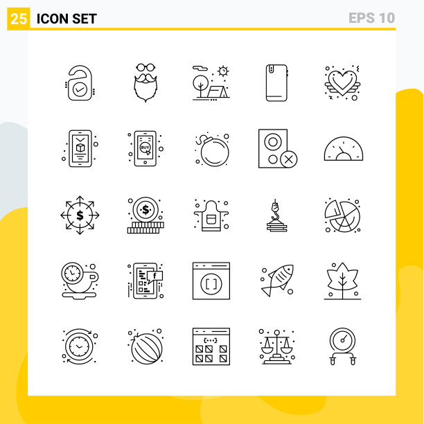 收集25个通用线图标集图片下载