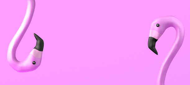 粉红色火烈鸟的背景。副本的空间。3 d演示。图片下载