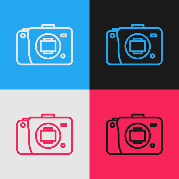 波普艺术线无反光镜相机图标孤立上图片下载