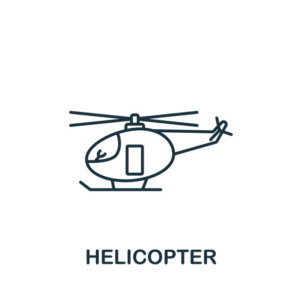 直升机图标。简单的线元素直升机符号模板，网页设计和信息图图片下载
