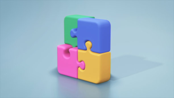 拼图的卡通部分的3d插图。图片下载