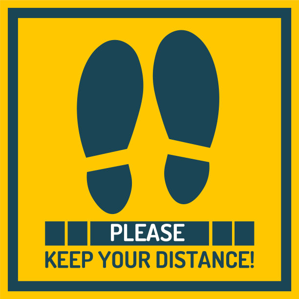 社会距离徽章往后站现代黄色图片下载