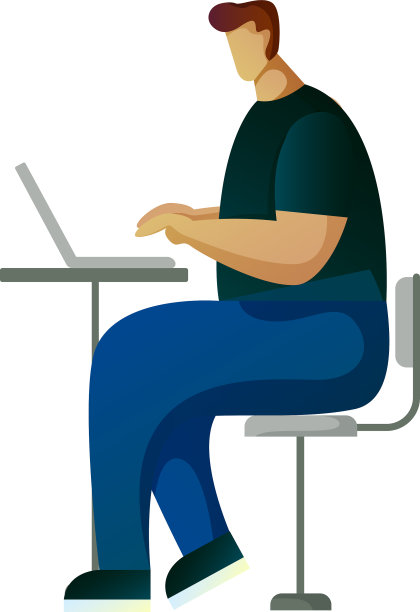 一个商人坐在他的笔记本电脑前图片下载