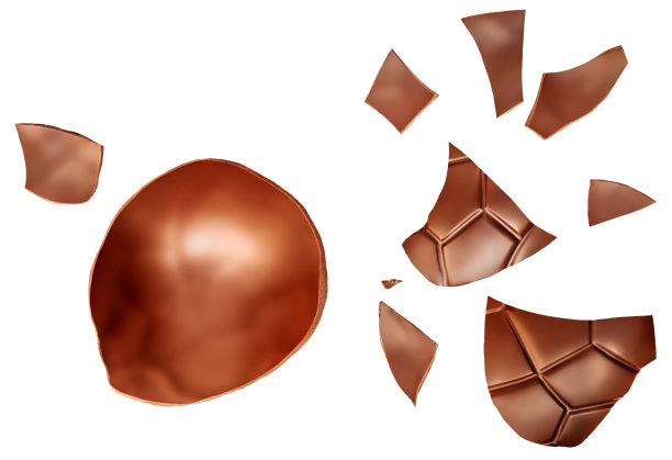 压碎的巧克力碎片孤立在白色背景。牛奶巧克力。向上平的。顶视图“n图片下载