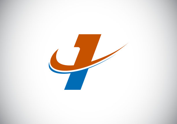 首字母I与swoosh红色和蓝色标志图片下载