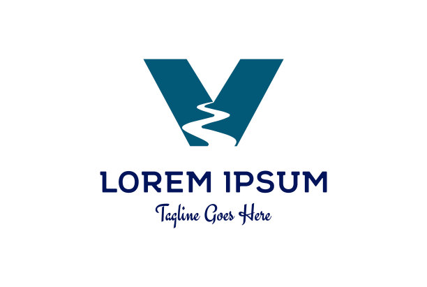 简单极简主义的首字母v山谷小溪图片下载