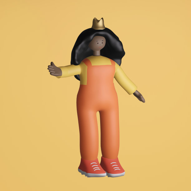 一个美丽的非裔美国女人戴着皇冠。3D渲染，3D渲染。图片下载