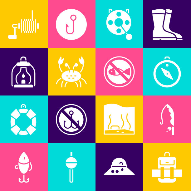 设置徒步背包钓竿指南针图片下载