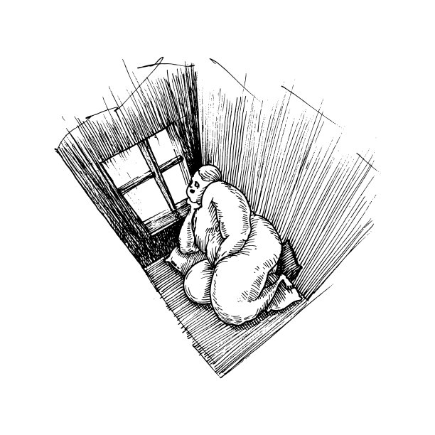 又胖又懒的男人独自躺在房间角落的地板上图片下载