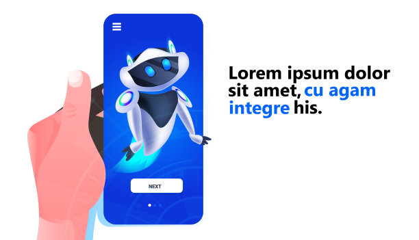 智能手机屏幕上可爱的机器人半机械人图片下载