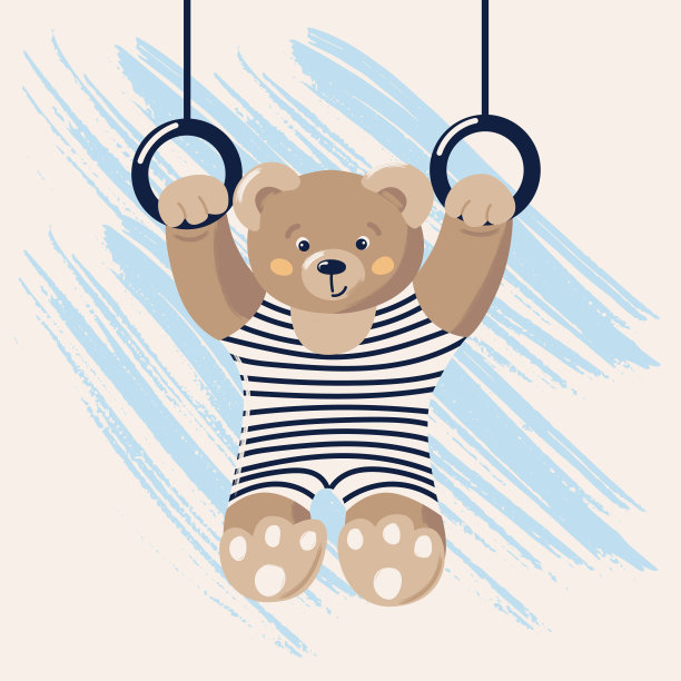 可爱的小熊在环上做体操图片下载