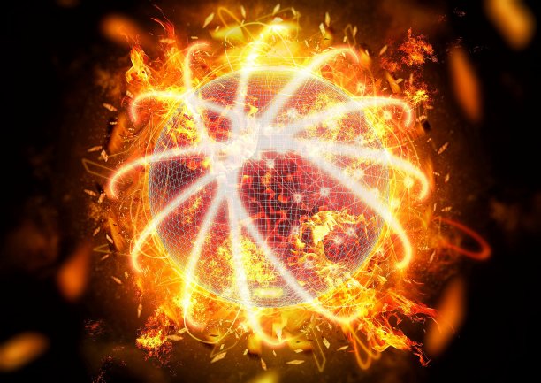 燃烧的球体的3D插图图片下载