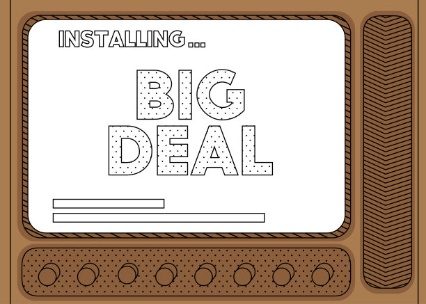 带有Big Deal这个词的卡通电脑。图片下载