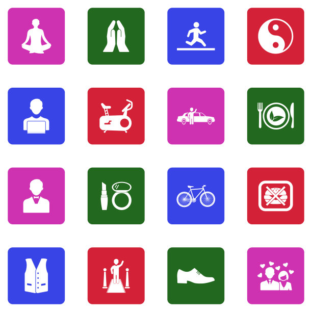 生活方式的图标。白色平面设计在广场。矢量插图。图片下载