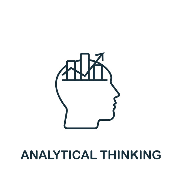 分析思维图标从个性收集。简单的线条分析思维图标模板，网页设计和信息图图片下载