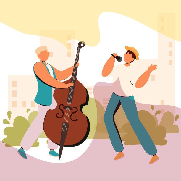 在公园里演奏的街头音乐家图片下载