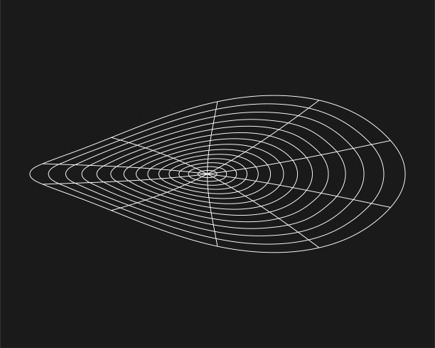 网络扭曲网格，复古朋克设计元素。线框波浪几何网格在黑色背景。矢量图图片下载