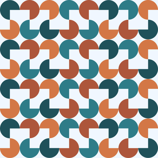 无缝图案与抽象几何形状在绿色和棕色颜色上的光背景，矢量瓷砖图片下载