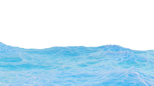 白色背景上孤立的海洋地平线。海洋景观，3d渲染。现实的海浪，插图图片下载