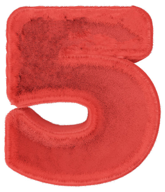 由毛皮制成的数字。3d渲染剪切路径图片下载