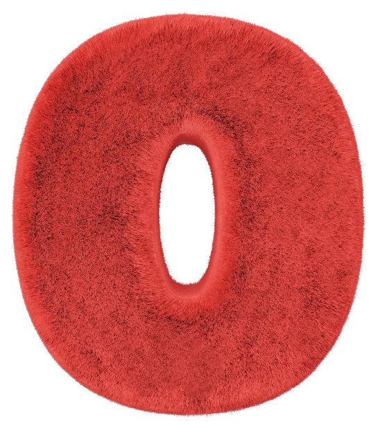 由毛皮制成的数字。3d渲染剪切路径图片下载