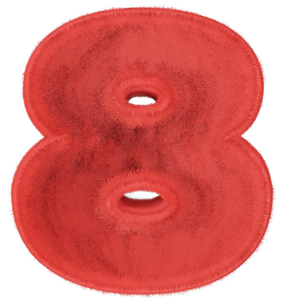 由毛皮制成的数字。3d渲染剪切路径图片下载