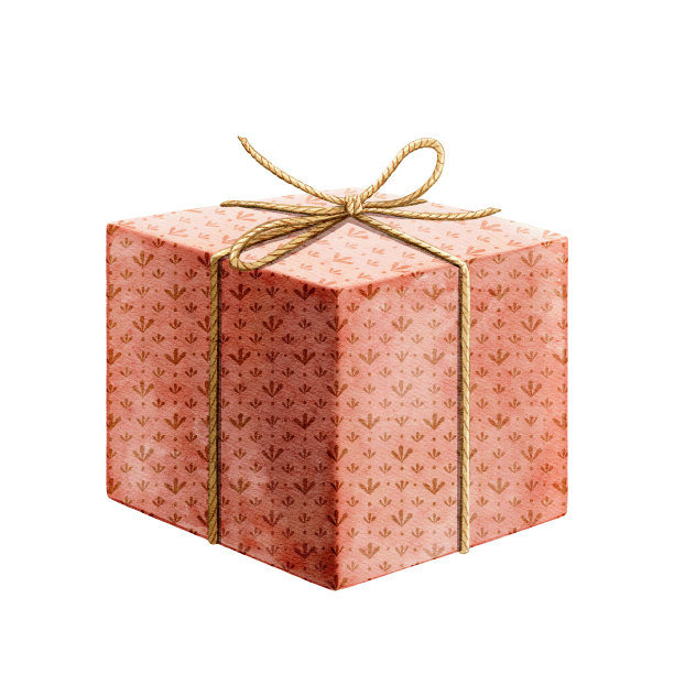 水彩红色礼物盒绳弓图片下载