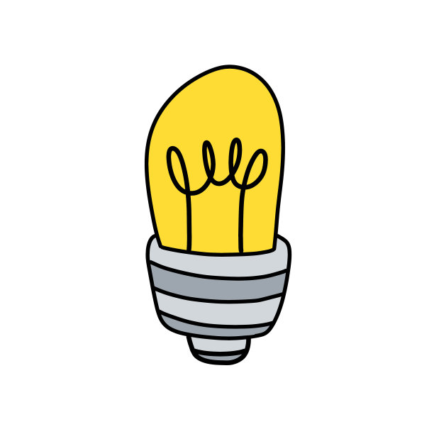 灯泡。黄色的电气设备。手绘插图。卡通涂鸦照明的概念和想法图片下载