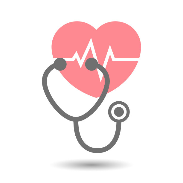 医疗保健和医疗概念与听诊器和心跳图标图片下载
