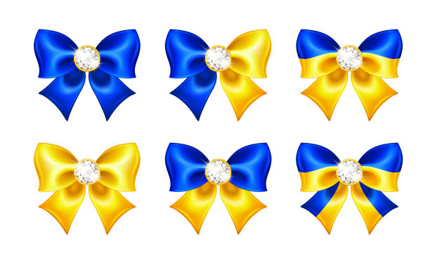 一套蓝色黄色的宝石弓图片下载