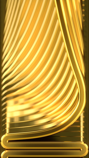 蛇形奢华的金色溪流。数码插图。正投影与景深三维渲染模板图片下载