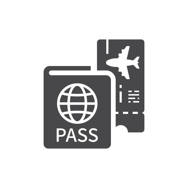 护照ID和机票黑色图标图片下载