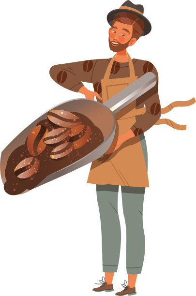 穿着围裙的男咖啡师正在准备咖啡饮料图片下载