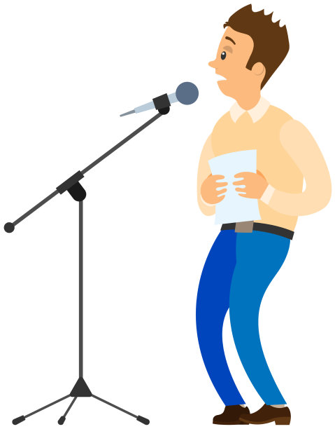 害怕公开演讲的卡通男性角色图片下载