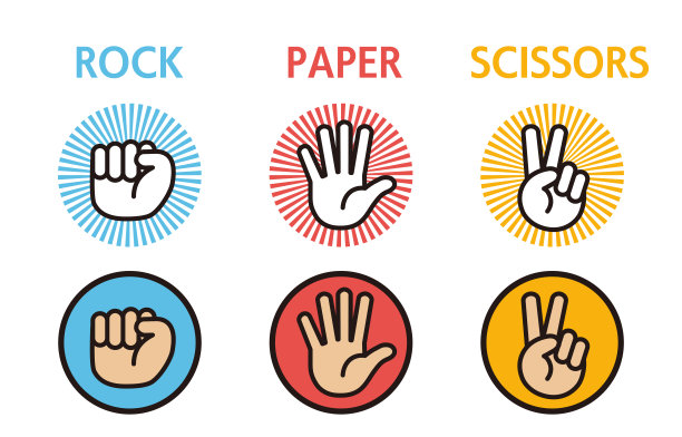 彩色手图标集(石头，布，剪刀)图片下载
